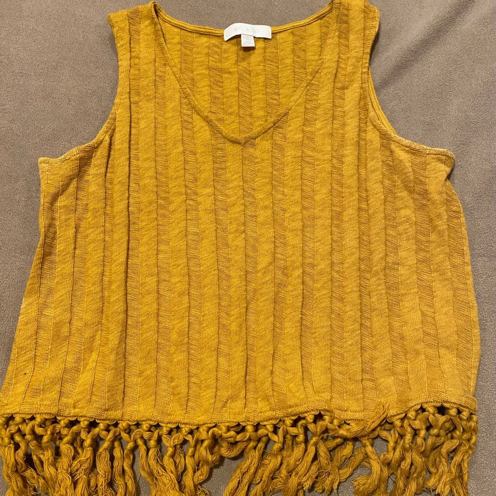 Anthropologie Eri + Ali Beachcomber Sweater Tank.  Gold/Mustard Yellow. Small. - Picture 1 of 6